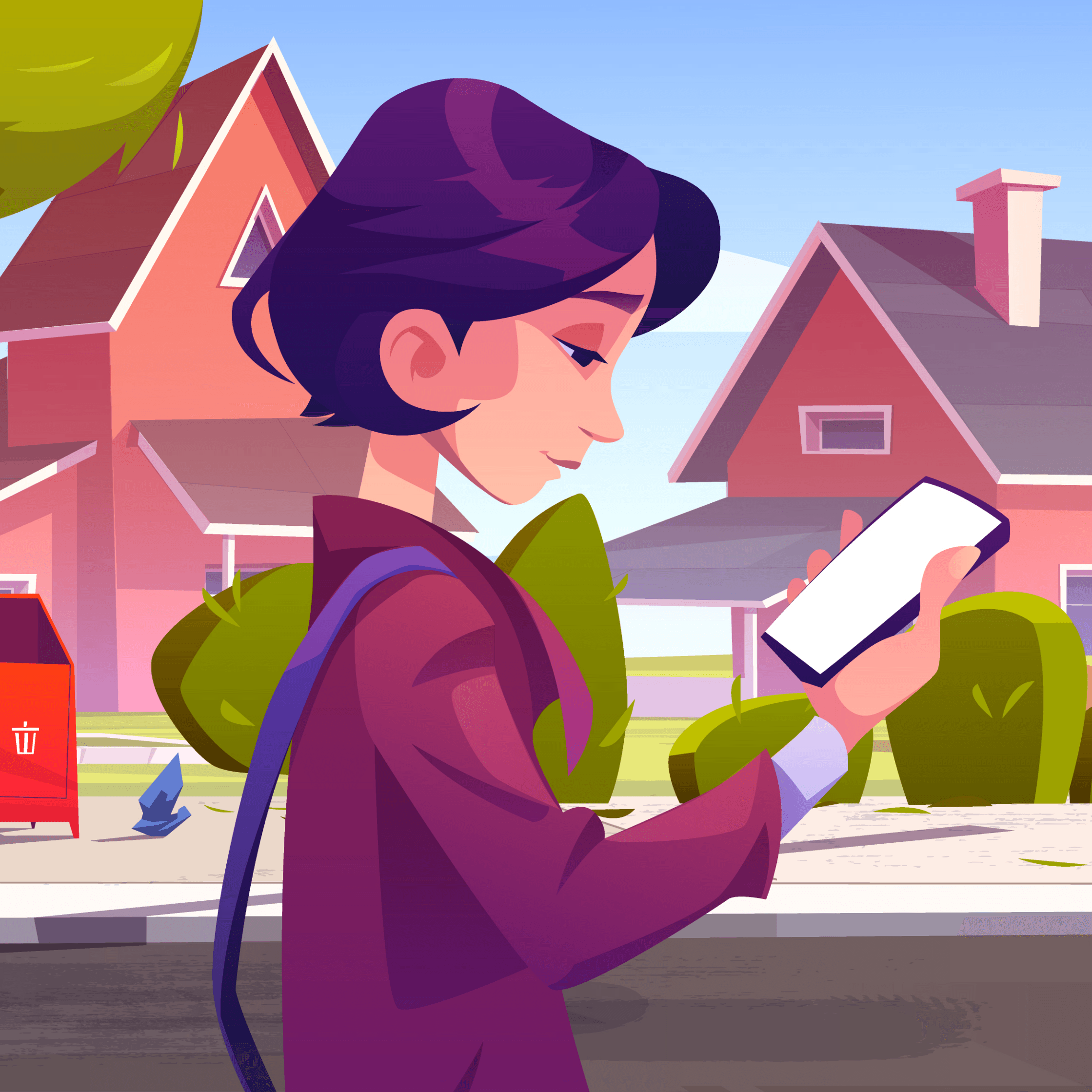 A woman looking at her mobile phone