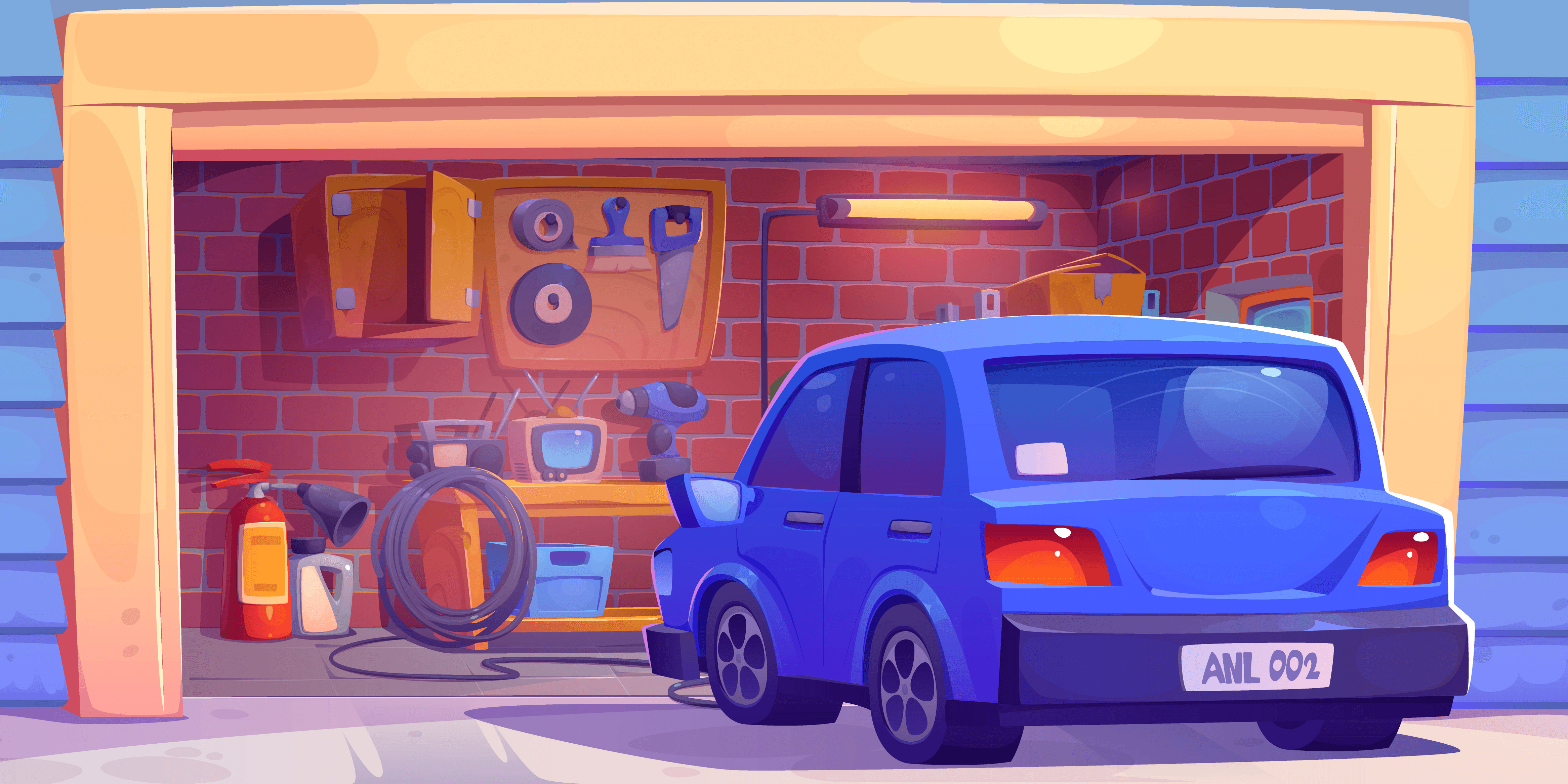 A car outside its garage